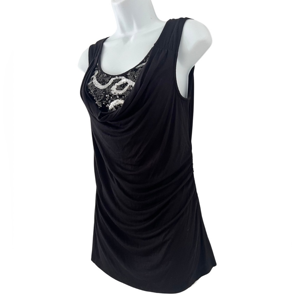 Style & Co Black Embellished Cowl Neck Sleeveless Top Women’s S - Picture 3 of 7